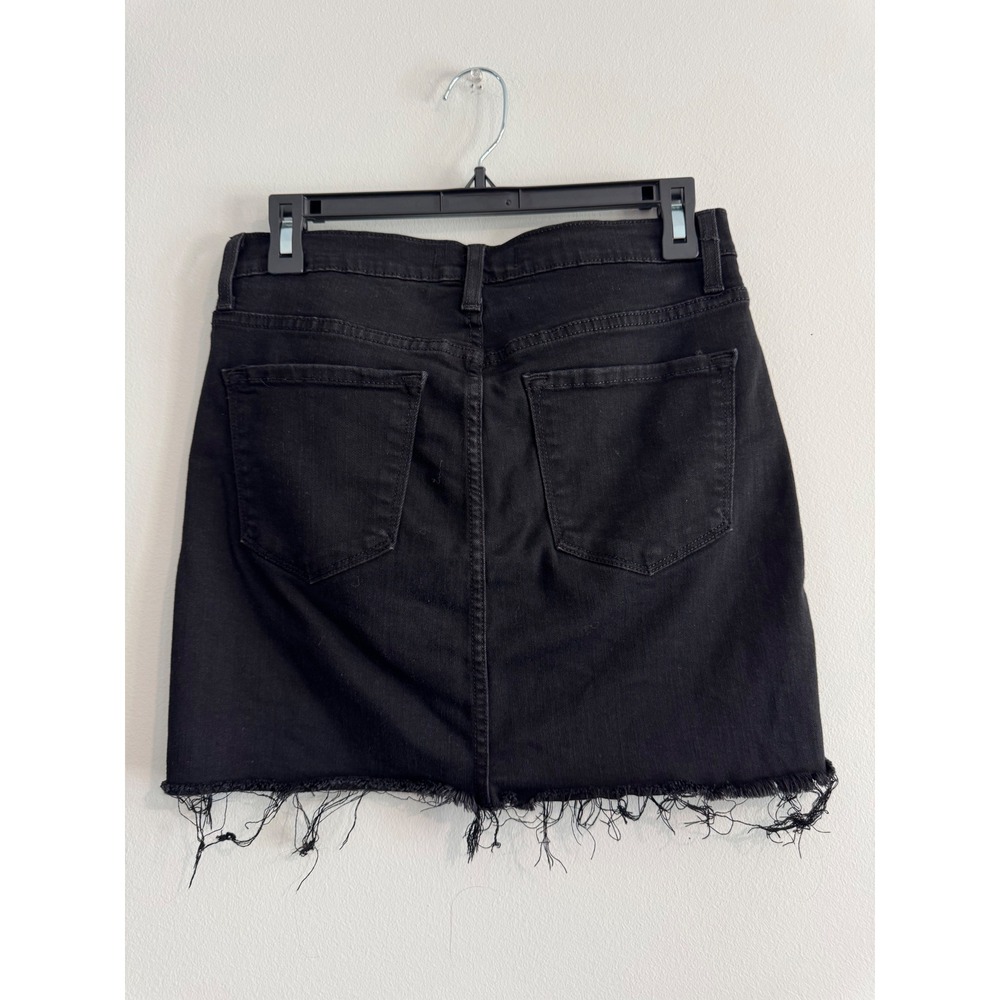 Flying Monkey Denim Mini Skirt Womens Size 26 Black Frayed Raw Hem